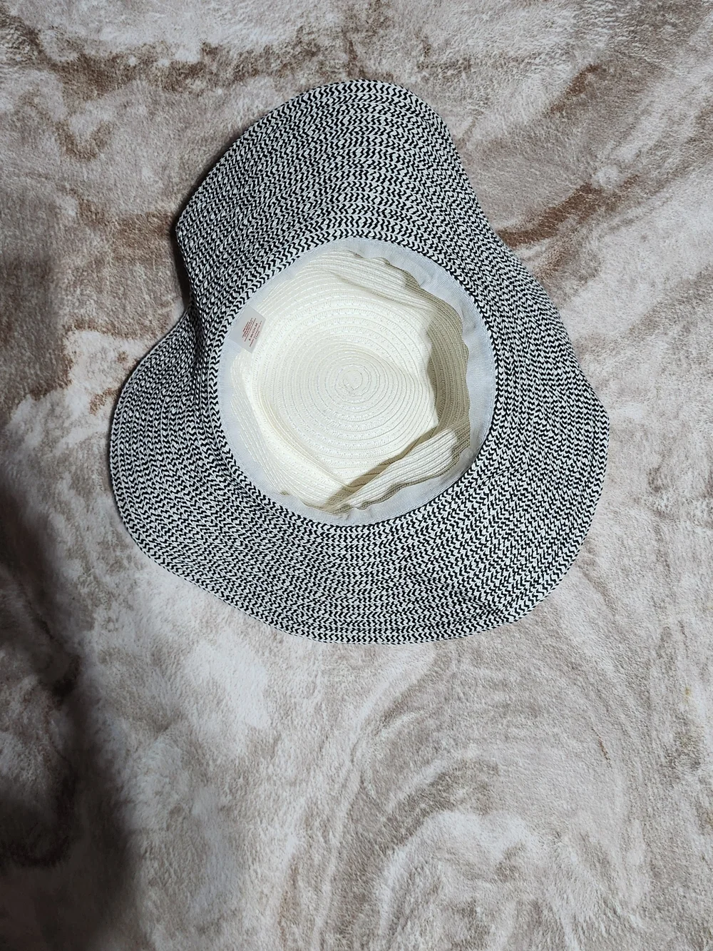 Wide Brim Black White Straw Sun Hat Equestrian Bit Detail Floppy Hat S/M